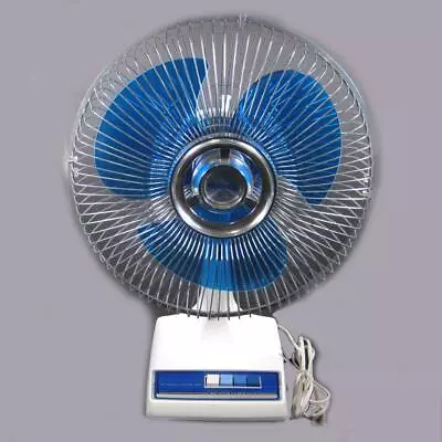 Vintage Galaxy Oscillating Fan 12 Inch 3 Speeds Blue And White Works • $69.99