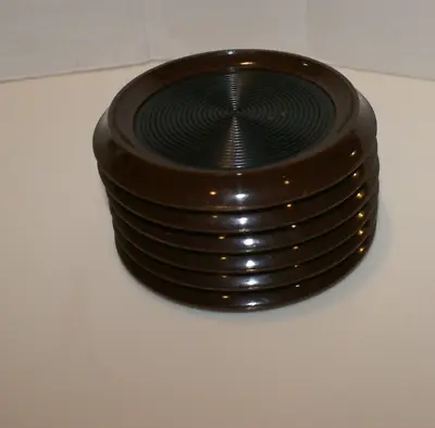 Mid Century Modern Plastic Retro Brown Coasters Set OF 6 STACKABLE 4.5 D • $8