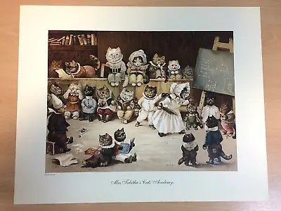 Louis Wain - Mrs Tabitha's Cat's Academy Coloured Print - Cat's In A Classroom • £10.50