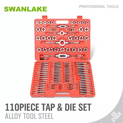 110 PCS Tap And Die Combination Set Tungsten Steel Titanium METRIC Tools W/Case • $70.06