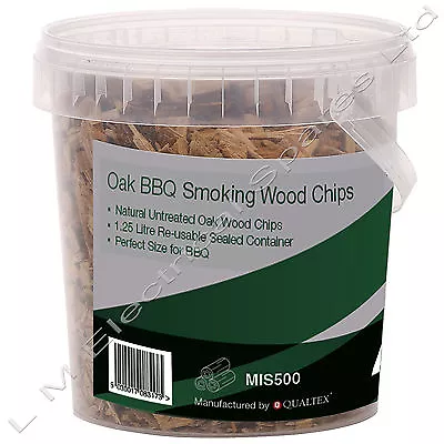 1.25 Litre Resealable Tub Oak BBQ Barbecue Smoking Wood Chips Smoker Chippings • £6.49