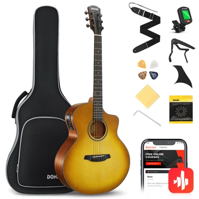 £96.99 • Buy 🎸𝗗𝗢𝗡𝗡𝗘𝗥 41  Electro-Acoustic Guitar Built In Amp + Gig Bag String Tuner