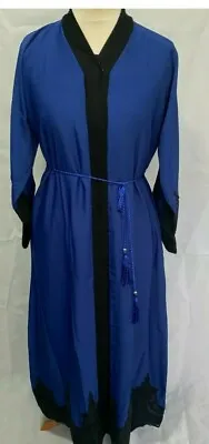 Ladies Premium Kimono Nada Open Black Lace Abaya Maxi Dress Blue (L3)- Size 56 • £10