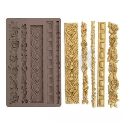 Baroque Relief Rope Silicone Mould Cake Fondant Border Chocolate Rose Bake Mold • £6.59