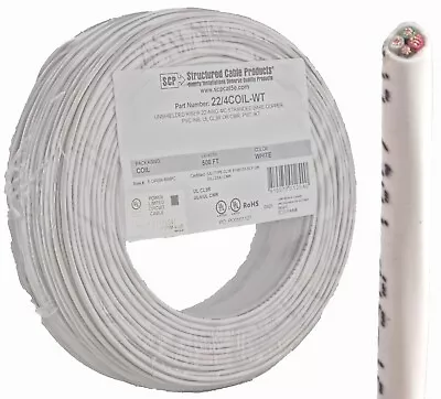 500' Ft 22 Gauge 4 Conductor Stranded Security Alarm COPPER Wire Cable White • $62.95