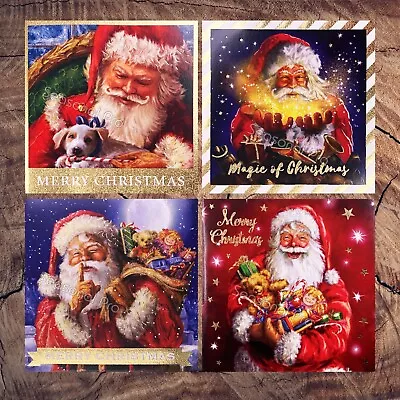 10pk Christmas Greeting Cards & Envelopes Xmas Foil Square Card Santa Seties AU • $7.95