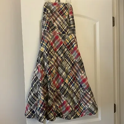 American Eagle Outfitters Women’s Madras Plaid Patchwork Strapless Dress Sz 6 • $10