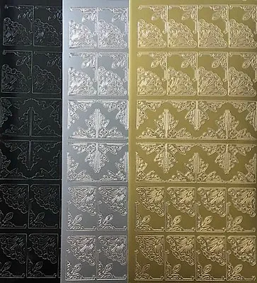 £1.65 • Buy New Ornamental Corners Peel Off Stickers Card Making Craft Silver Gold Black