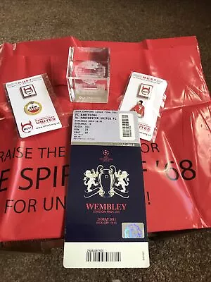 Old Trafford Paperweight Manchester United Badges Wembley Ticket 2011 Bag • £3.45