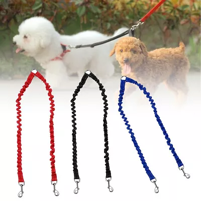 Elastic Dog Lead Splitter 1 To 2 Double Bungee Leash Strong Coupler Dog Walking • £4.59