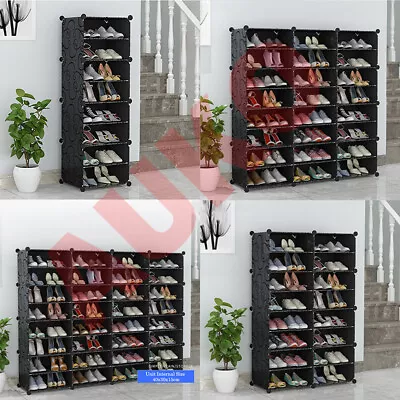 $20.99 • Buy Portable Cube DIY Shoe Cabinet Rack Storage Stackable Organiser Stand Black
