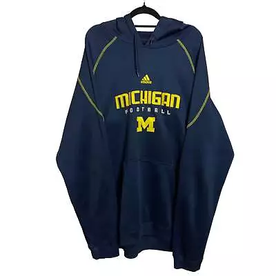 Vintage Adidas 2000's Michigan Football Dark Blue Sport Hoodie Size XL • $59