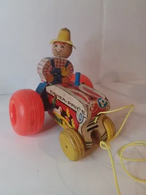 Vintage 1961 Fisher Price Farmer Tractor Pull Toy #629 (A4) • $10.99