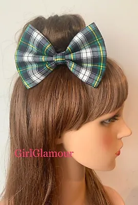 MacDonald Tartan Hair Bow Tie Band Clip Hairband Burns Night Wedding Dress • £3.99