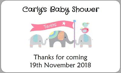 21 Twin Girls Baby Shower Stickers Personalised Thank You For Coming Gift Labels • £2.70