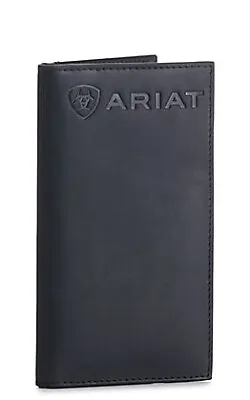 Ariat Mens Embossed Leather Rodeo Wallet Checkbook Cover Black • $29