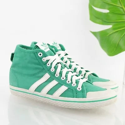 Adidas Women's Honey Stripes Sneaker Shoe Size 8.5 Mid Top Green Canvas Casual • $58.40