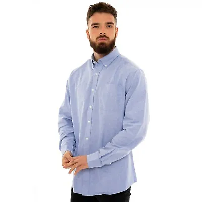 Mens White Oxford Shirts Plain Long Sleeve Formal Classic Cotton Business Shirt • £13.95