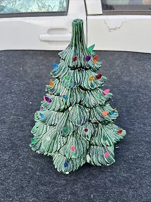 Vintage 12”x10” Ceramic Christmas Tree W/ Lights No Base Used • $50