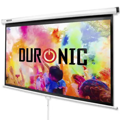 Duronic Projector Screen 70 Inch Pull Down HD MPS70 /169 Wall Mountable - White • £84.99