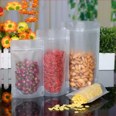 Matte Clear Food Grade Package Plastic Stand Up Pouch Bags For Zip Sealable Lock • $11