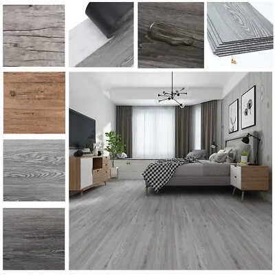 5.02m² Vinyl Flooring Plank Adhesive Floor Tiles 36 Panels Wood Effect Planks UK • £34.16