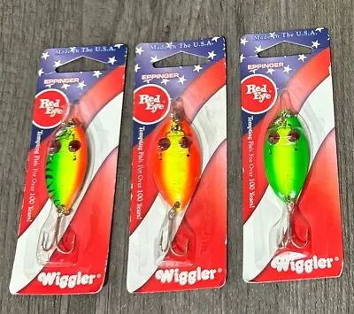 Lot Of 3 Eppeninger Red Eye Wiggler Spoons 1/4 Oz 8458 8472 8470 Fishing Neon • $14.99