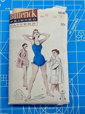 VTG Butterick One Piece Shelf Halter Top Bathing Playsuit Sewing Pattern 6536 • $45