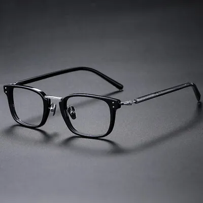 Women Men Acetate Titanium 47mm Eyeglasses Rectangle Glasses Frame RX Gms820 L • £46.43