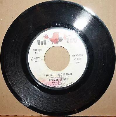 $6 • Buy HERMAN GRIMES Thought I Had *CAN'T TAKE BACK KISSES* Northern 45 RED BIRD 10-050