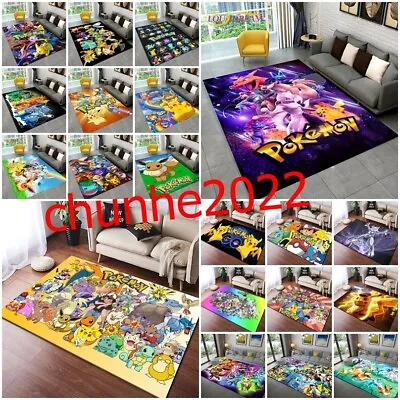 Pokemon Pikachu 3D Carpets Children Bedroom Living Room Doormat Floor Rugs Gift • £19.19