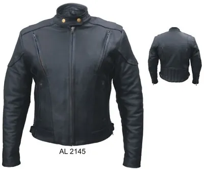 ALLSTATE Ventura Leather Jacket Euro Collar Zippered Vents & Removable Sleeves • $229