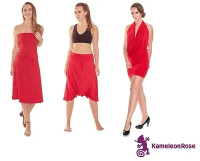 Womens Red Dress Kameleon Rose Convertible 20in1 Travel Ladies Shirt Dresses • £9.99