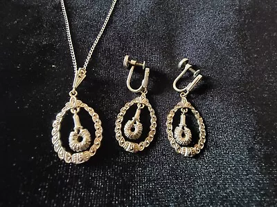 Vintage 925 Sterling Silver Pendant & Earrings Set • $19.99