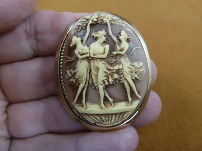 CL5-30 THREE MUSES Graces Faith Hope Charity Goddess Brown CAMEO Pendant JEWELRY • $37.99