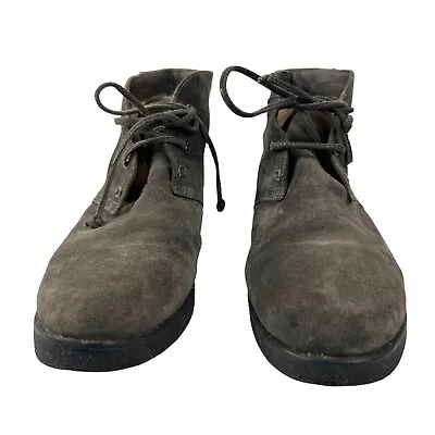 Via Spiga Jancy Suede Bootie Chukka Ankle Desert Lace Up Boots Dark Gray Size 9 • $14.99