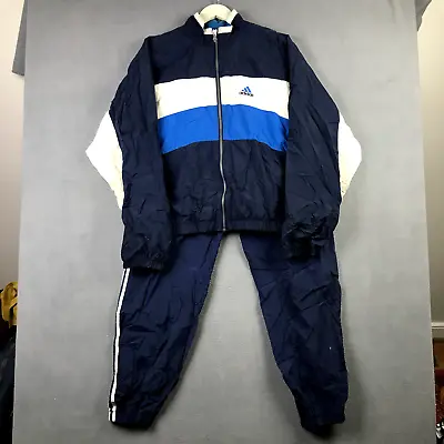 Vintage Adidas Track Suit Men’s Large Blue Set Striped Windbreaker Jogging 80s • $120