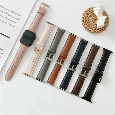 $18.99 • Buy Genuine Leather Apple Watch Band Strap IWatch Series 7 SE 6 5 4 3 2 45/44 41/40