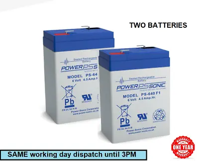 2 X NEW 6V 4.5ah Rechargeable Batteries (replaces 3-FM-4 & 3-FM-4.5 + Others) • £19.95
