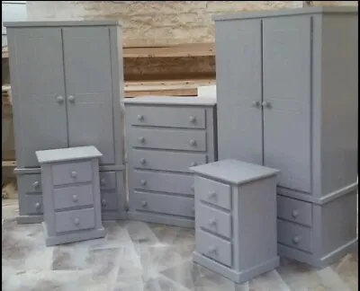 Bedroom Furniture 5 PIECE LIGHT GREY& BLACK BEDROOM SET FULLY** ASSEMBLED** • £950