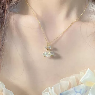 Y2K Bow Bells Pendant Necklace For Women Sweet Clavicle Chain Choker Necklace • $22.44
