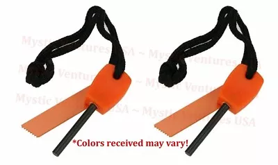 2x Fire Starter Flint Steel Striker Survival Kit Ferro Rod Outdoor Camping Tool • $6.99