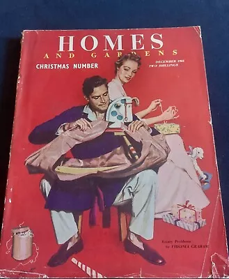 Vintage HOMES AND GARDENS Magazine DECEMBER 1955 CHRISTMAS Edition Mid Century  • £22.50