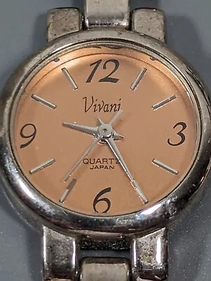 Vivani Bronze Tone Dial Silver Tone Round Case Link Bracelet Band Watch • $13.99