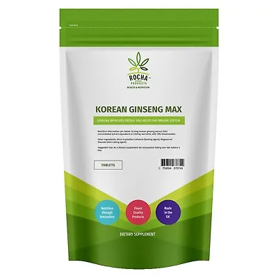 Korean Panax Max Ginseng 3125mg Vegan Tablets High Strength Supplement UK Made • £6.99