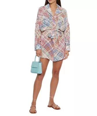 Zimmermann Charm Belted Checked Silk Crepe De Chine Playsuit Size 0 • $180