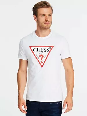 Guess Jeans Mens Originals Triangle Logo T Shirt White Asap Rocky Ship Worldwide • £29.99