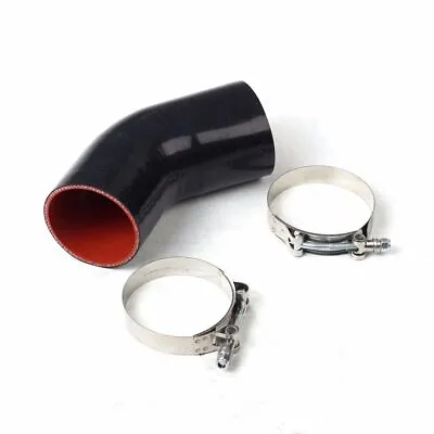 2  Inch 51 Mm ID 45 Degree Silicone Coupler Hose Pipe Black Red + T-Clamp • $10.54