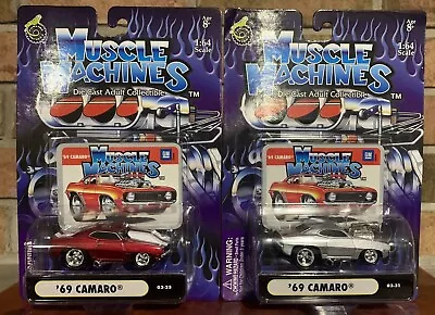 ' 69 Camaro Muscle Machines Set Of 2 Die-cast Adult Collectible 1:64 Scale Rare • $18.59