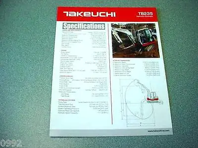 Takeuchi TB235 Hydraulic Excavator Brochure • $20